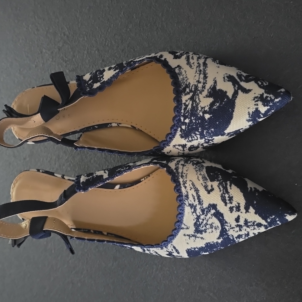 Nicole Miller Navy and White Women's Slingback Heels